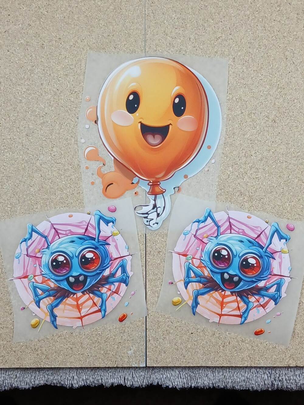 Ready to Press DTF Transfers Halloween Cute Blue Spider & Balloon 3-Pack Bundle